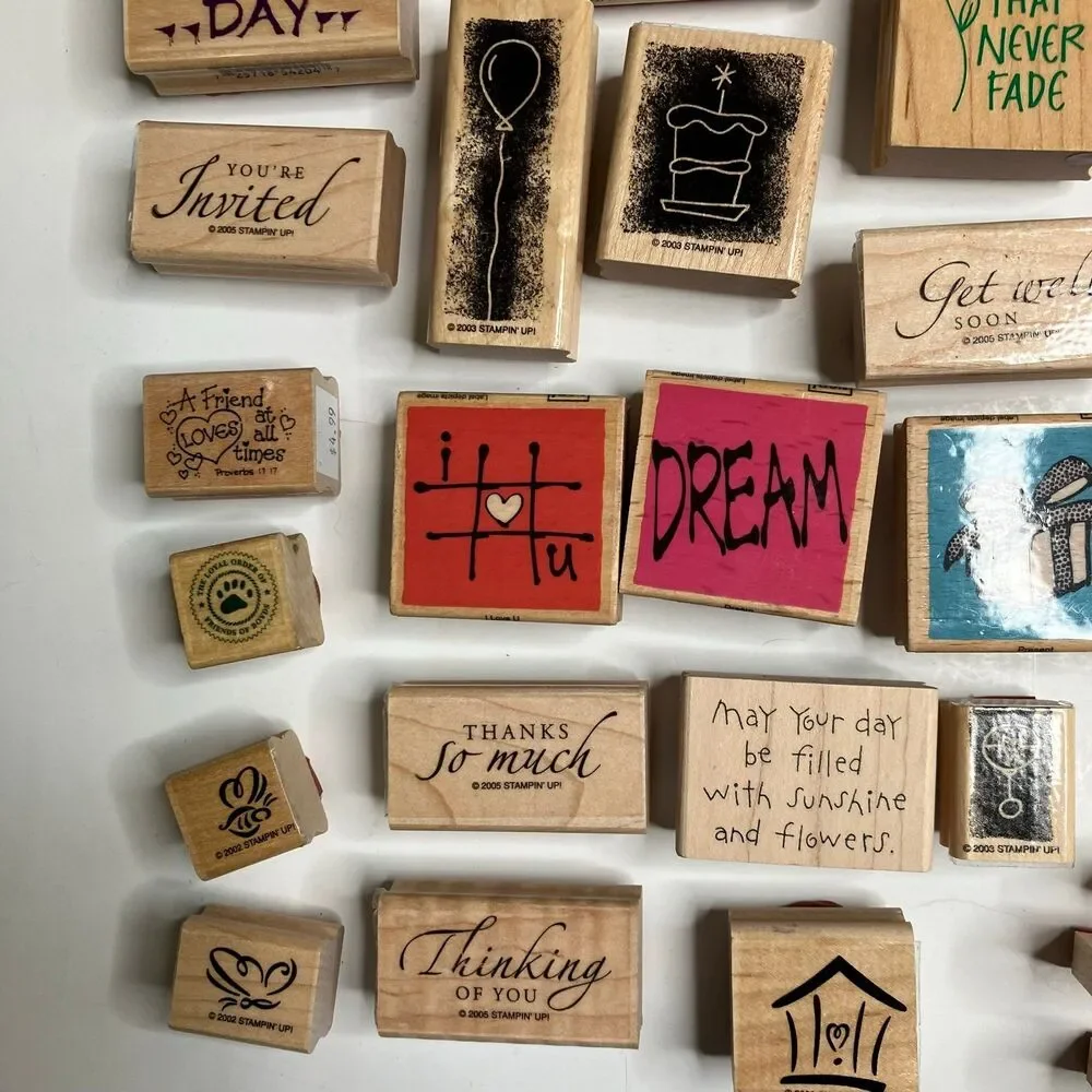 HUGE Lot Of Over 60 Miscellaneous Wooden Rubber Stamps Assorted